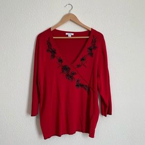 Red beaded Top, Size 22/24